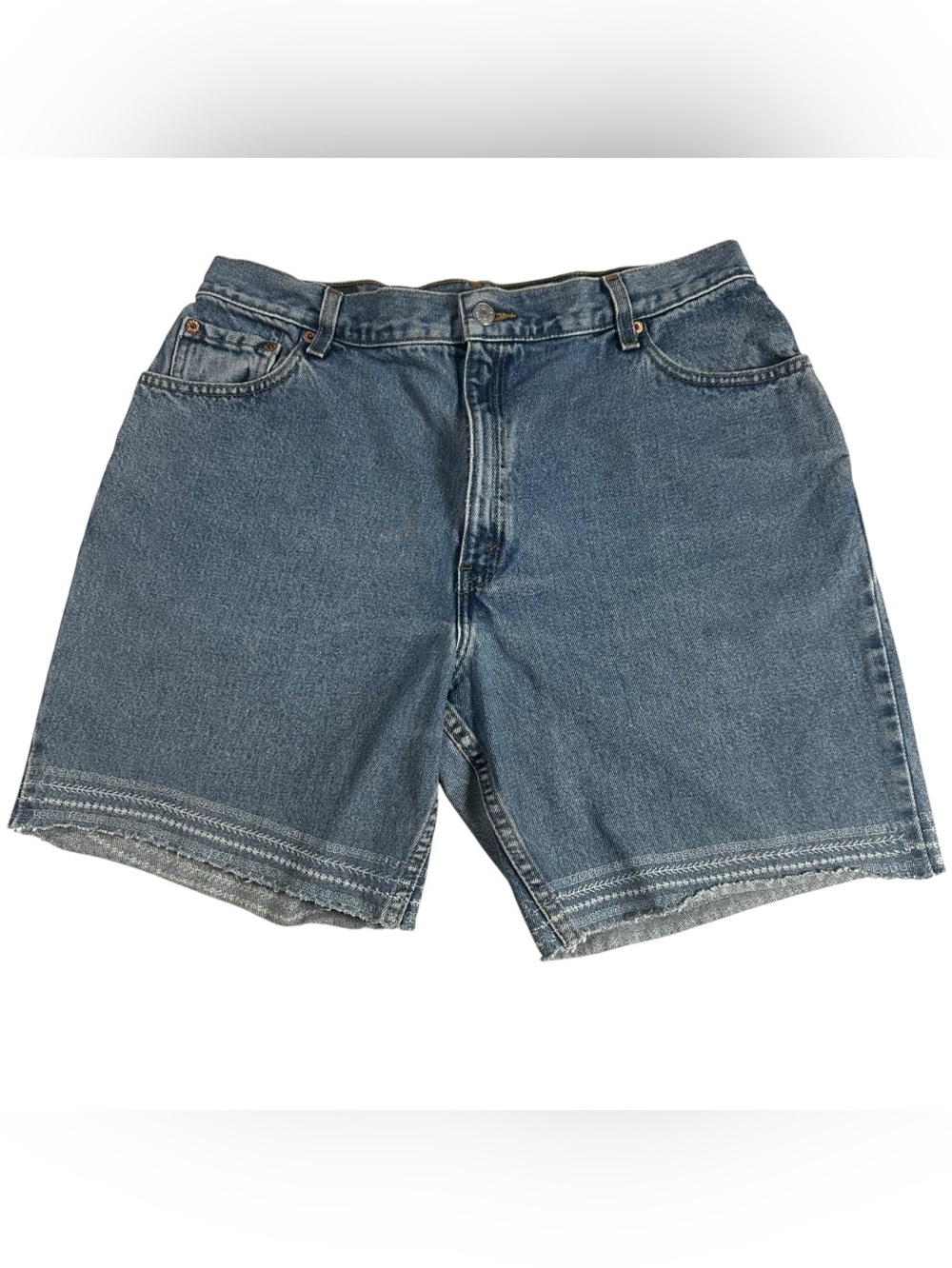 Vintage Levi’s 550 Relaxed Fit     Stitched Hem Heavy Denim Shorts Size 16